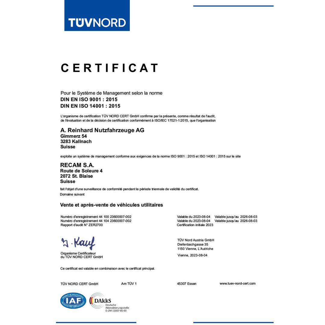 ISO Certificat 9001 & 14001